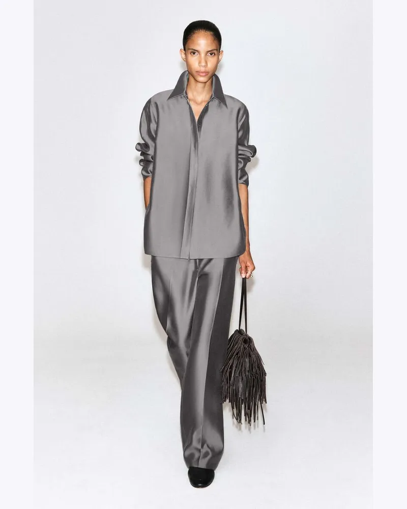 COS Elegante Hose Aus Seide Mit Geradem Bein Grau