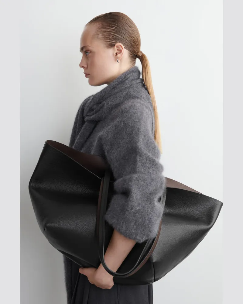 COS Klassische Tote-Bag - Leder Schwarz