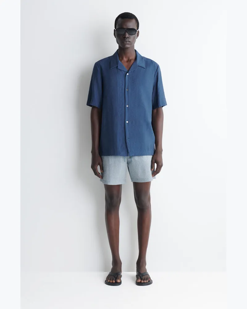COS Gestreifte Badeshorts Aus Seersucker Blau