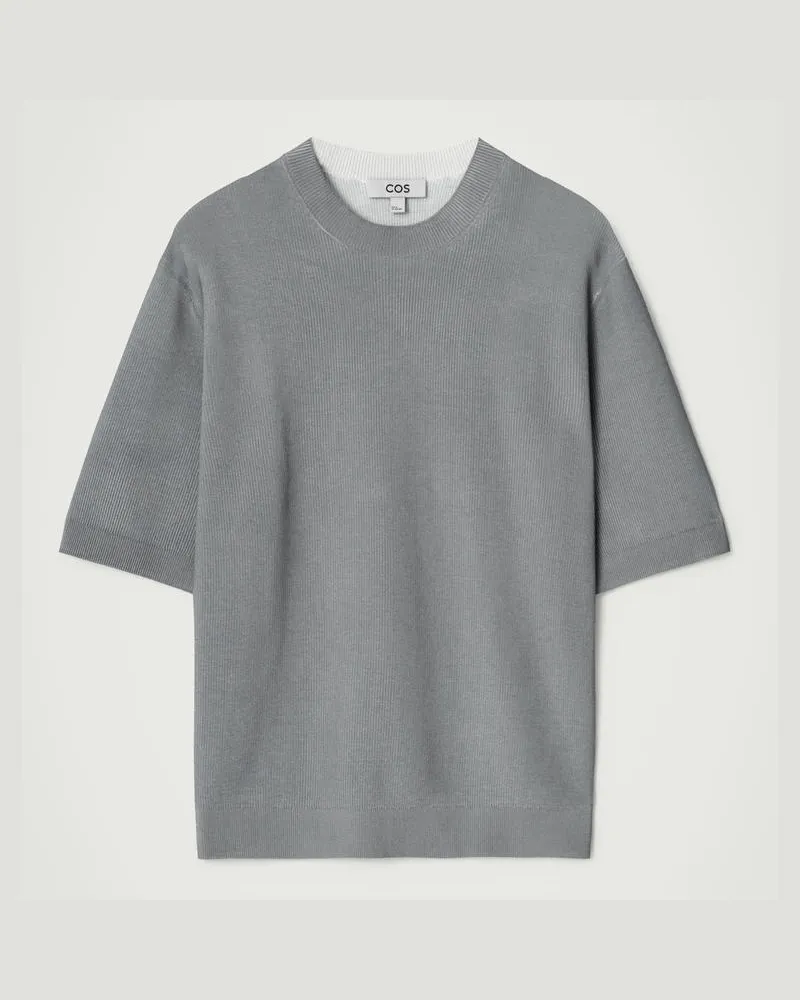 COS Lockeres Strick-T-Shirt Mit Print Türkis