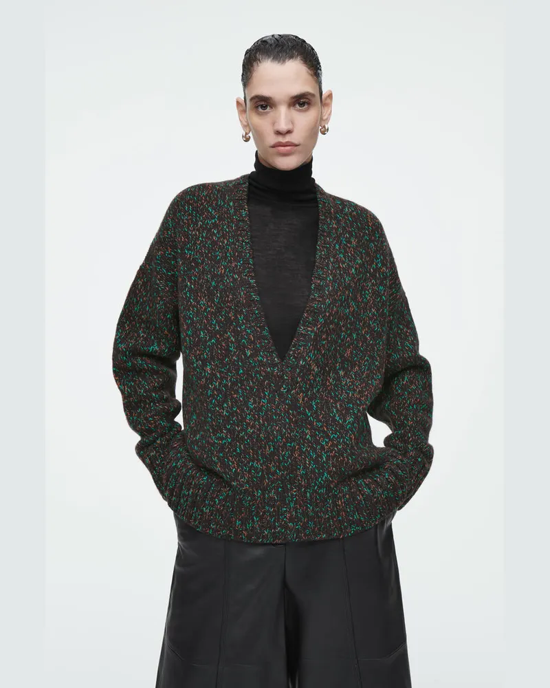COS Oversized-Pullover Aus Gesprenkelter Wolle Braun