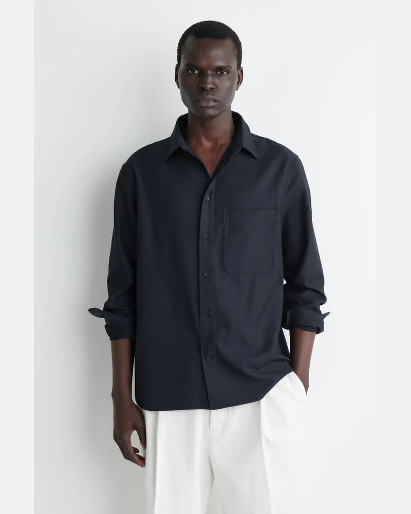 COS Lockeres Hemd Aus Twill Blau
