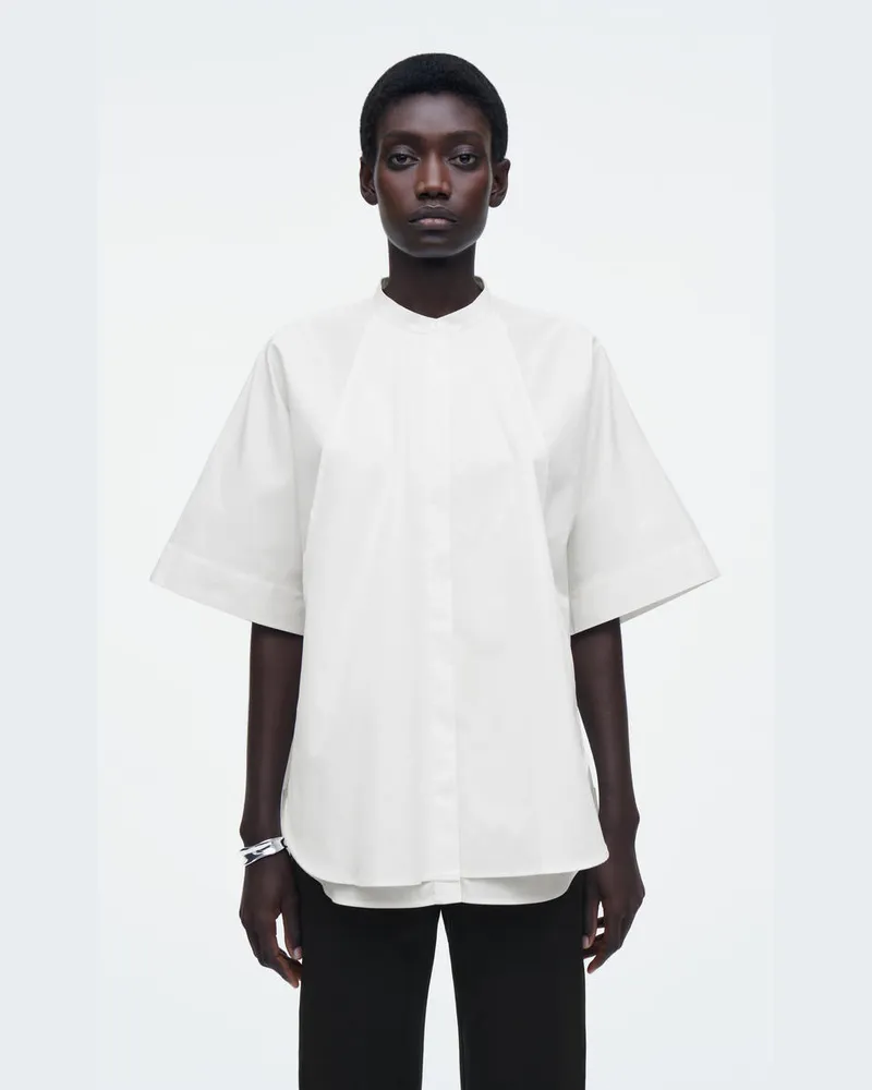 COS Oversized-Hemd Aus Baumwolle Mit Abgerundetem Saum Weiß