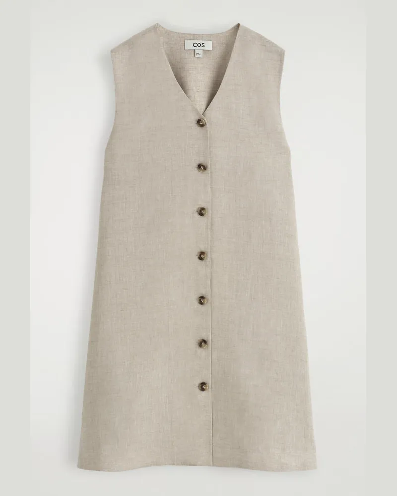 COS Minikleid Aus Leinen Mit Knöpfen Beige