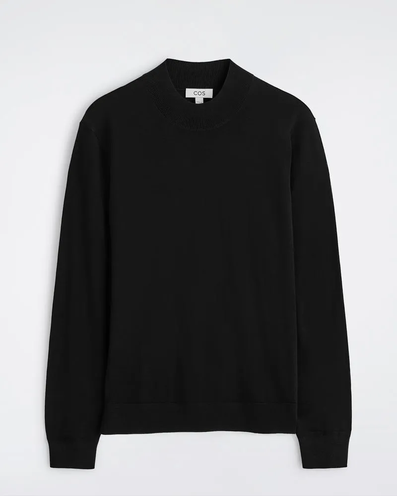 COS Schmaler Pullover Aus Merinowolle Mit Stehkragen Schwarz