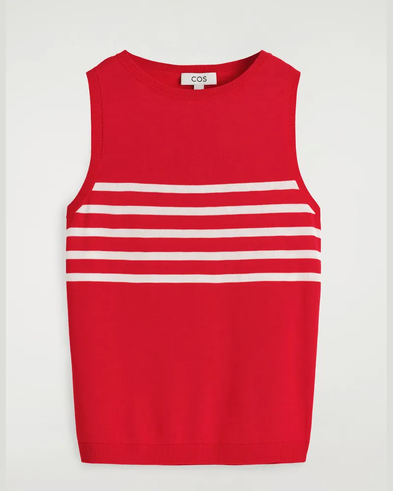 COS Gestreiftes Strick-Tanktop Rot