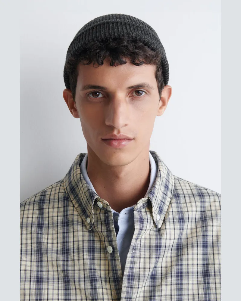 COS Gerippte Fisherman-Beanie Aus Woll-Baumwoll-Mix Grau