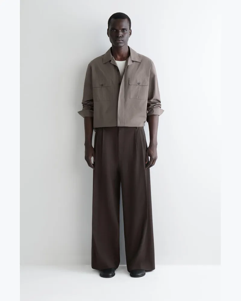 COS Wollhose Mit Weitem Bein Und Falten Braun