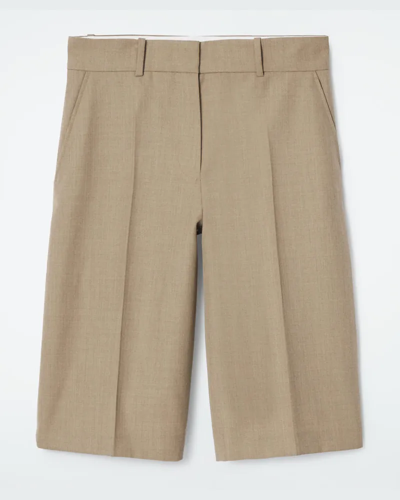 COS Lange Twill-Shorts Aus Woll-Mix Beige