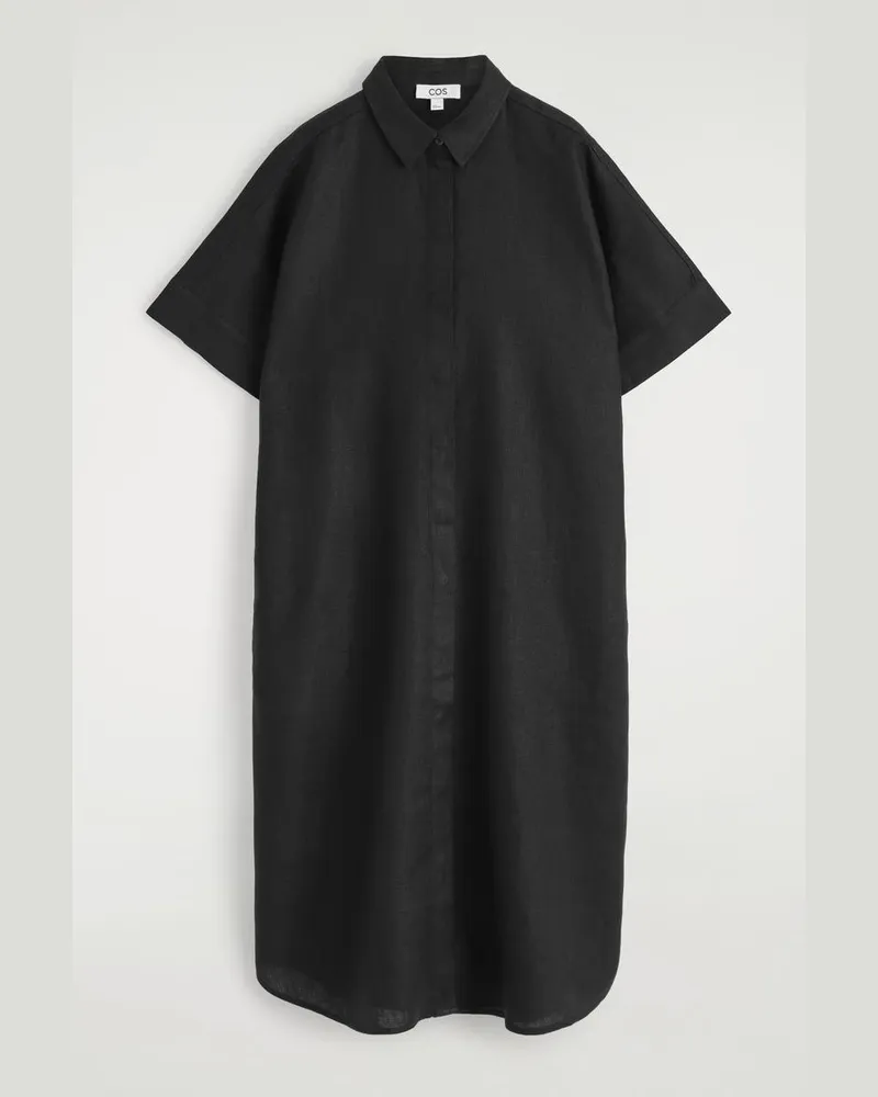 COS Hemdkleid Aus Leinen In Midilänge Schwarz