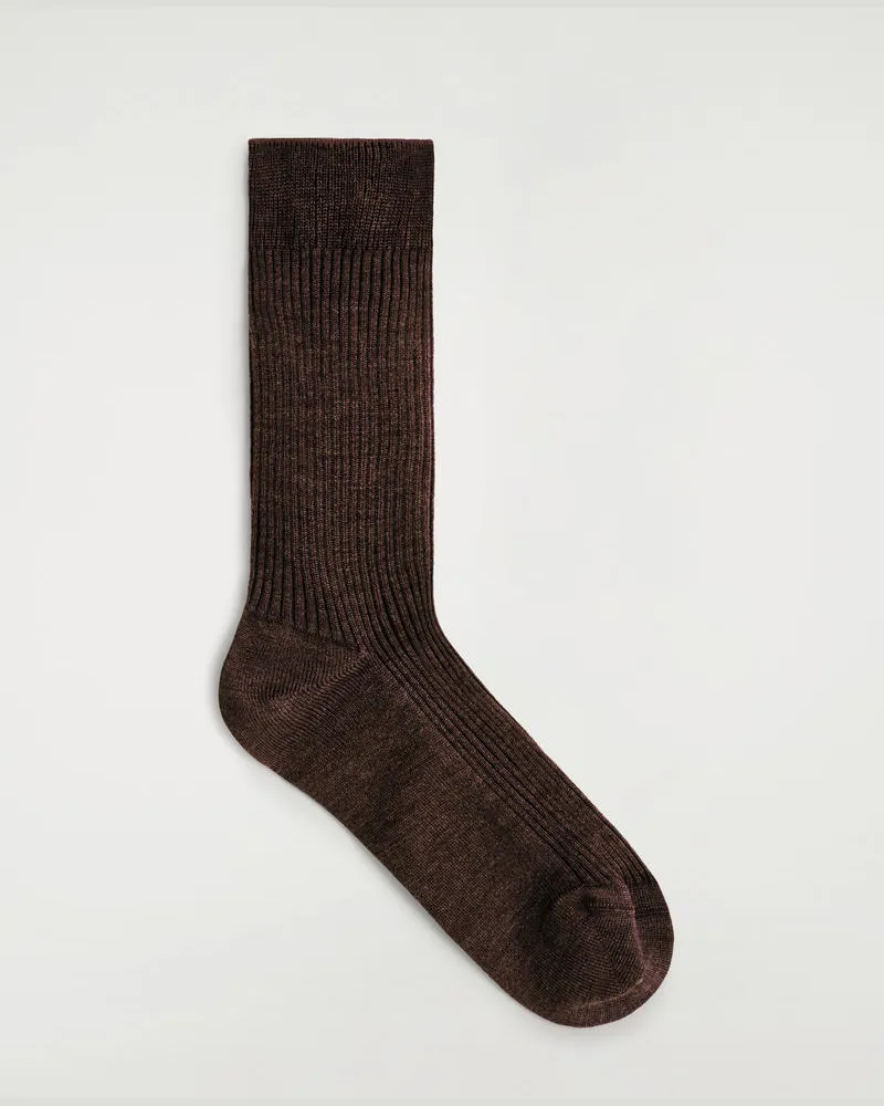 COS Gerippte Socken Aus Seide Braun