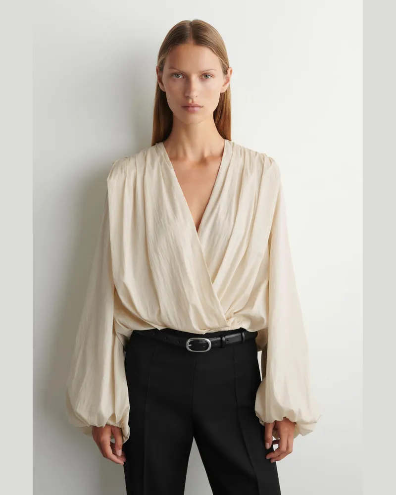 COS Wickelbluse Mit Raffungen Beige