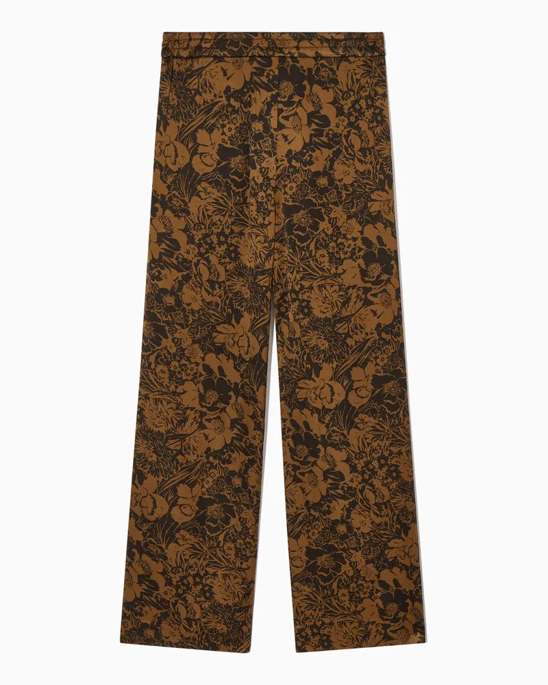COS Hose Mit Weitem Bein Und Blumen-Print Schwarz