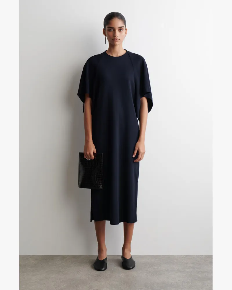 COS Skulpturales Midikleid Mit Drapierung Blau