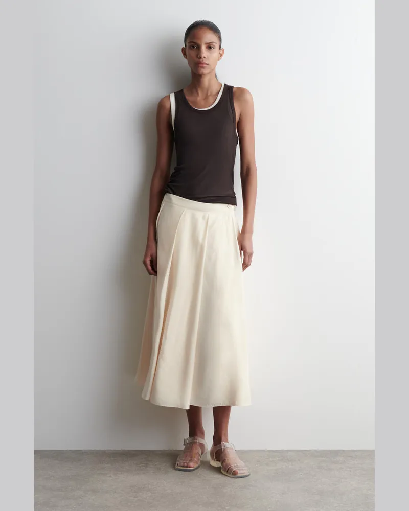 COS Midirock In A-Linie Mit Falten Beige