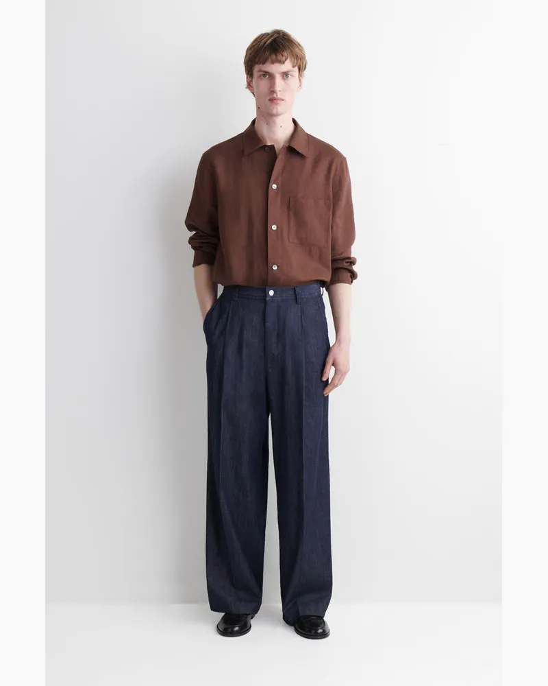 COS Hose Aus Denim Mit Weitem Bein Und Bügelfalten Blau