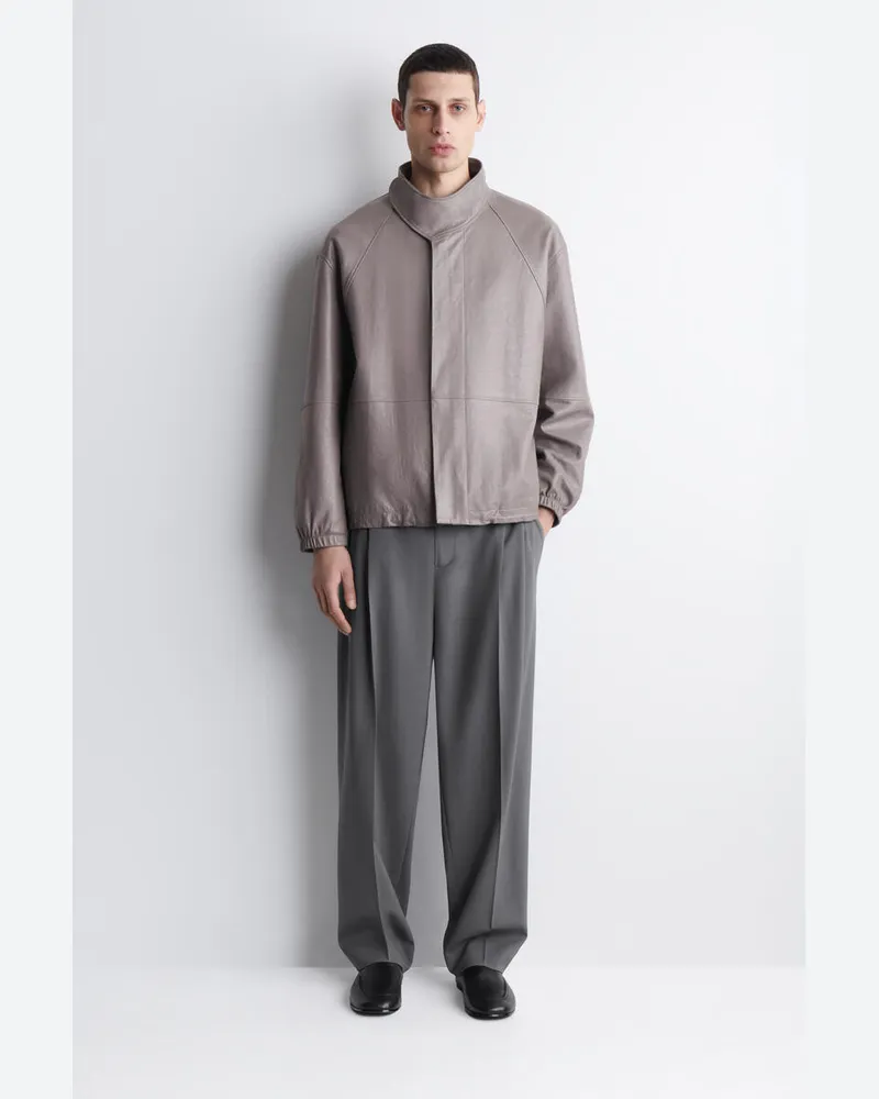 COS Blousonjacke Aus Leder Grau