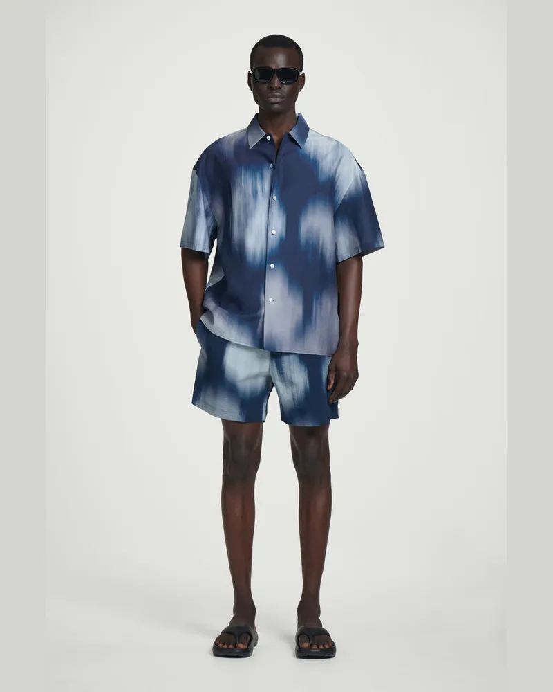 COS Badeshorts Aus Seersucker Mit Print Blau