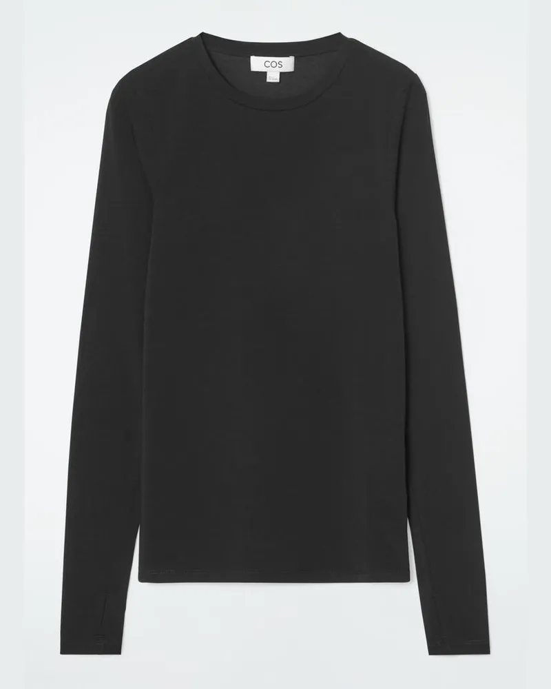 COS Schmales Leichtes Langarmshirt Schwarz