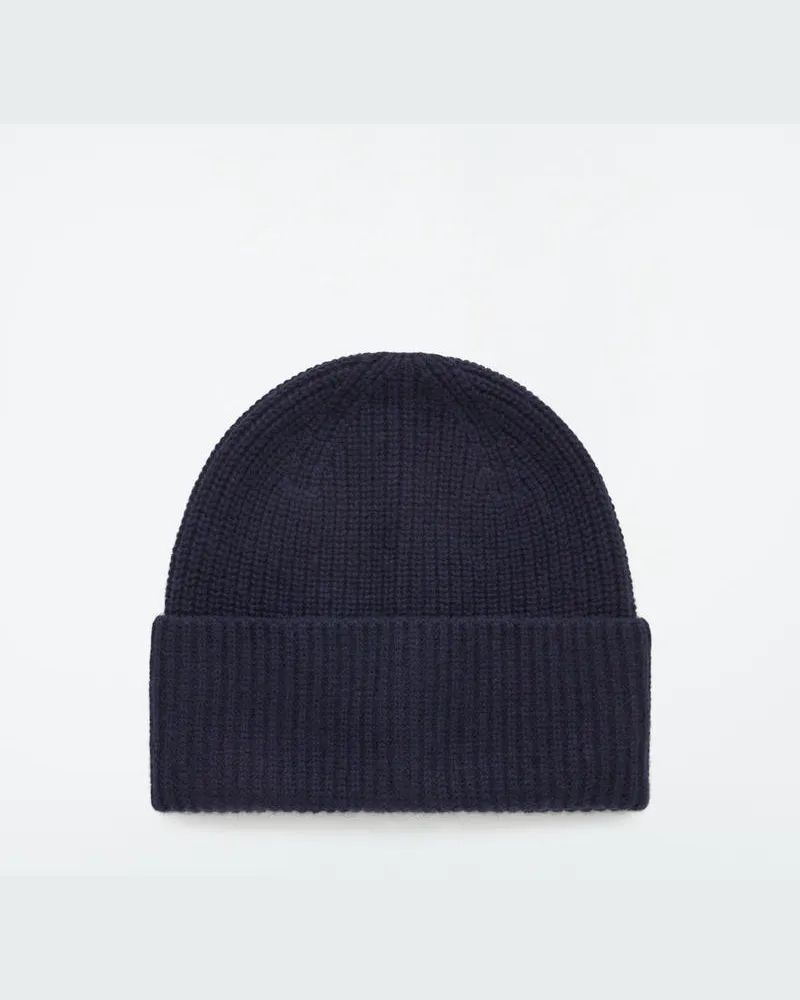 COS Gerippte Beanie Aus Woll-Kaschmir-Mix Blau