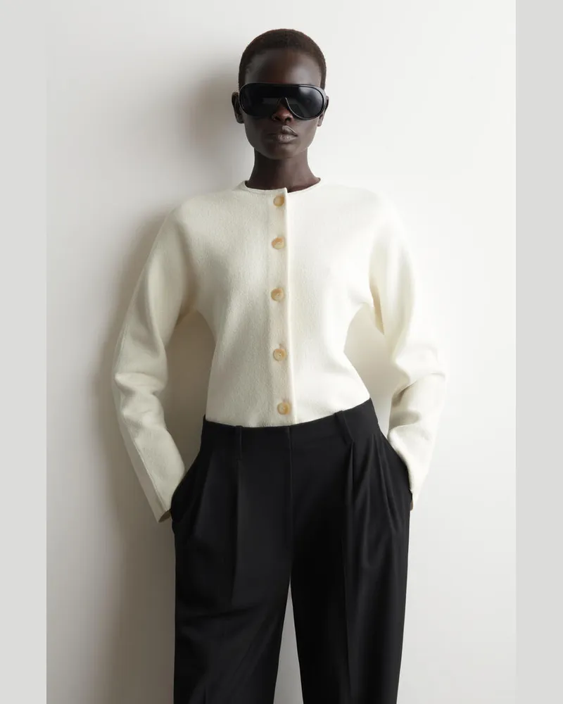 COS Skulpturale Strickjacke Aus Baumwolle Weiß