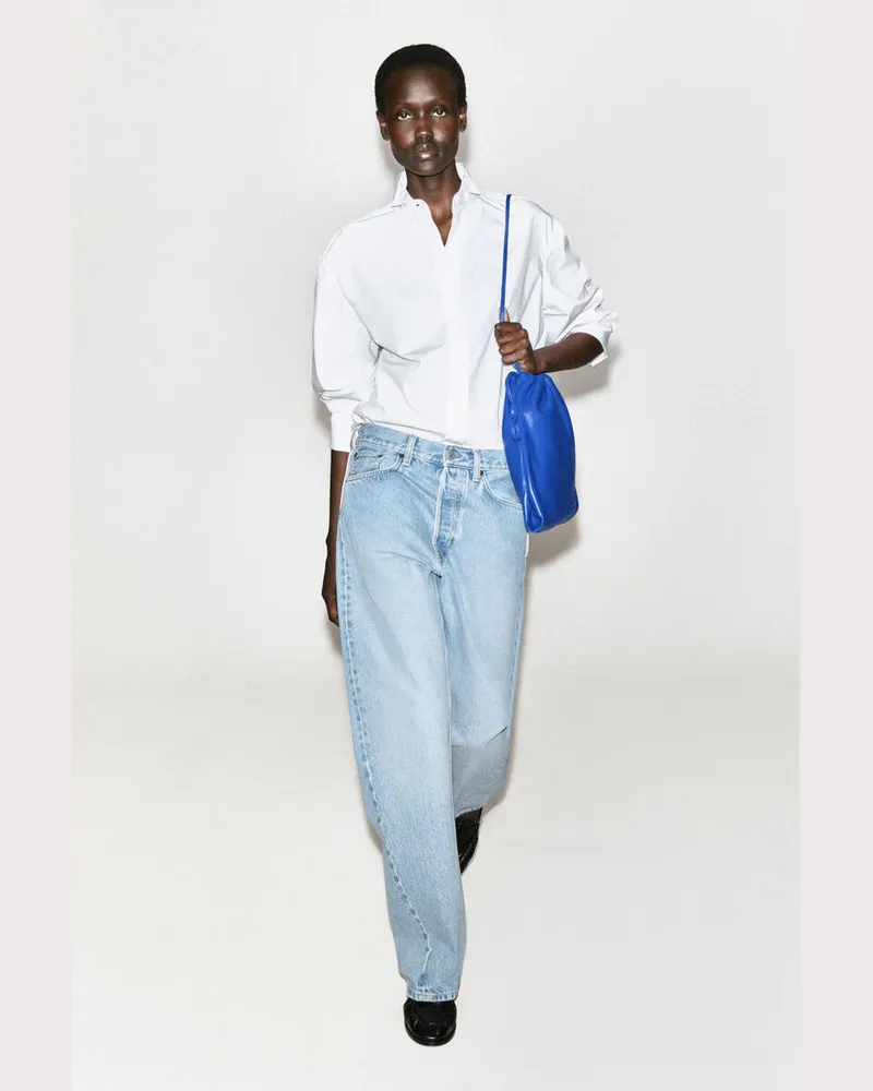 COS Umhängetasche Mit Kordelzug - Leder Blau
