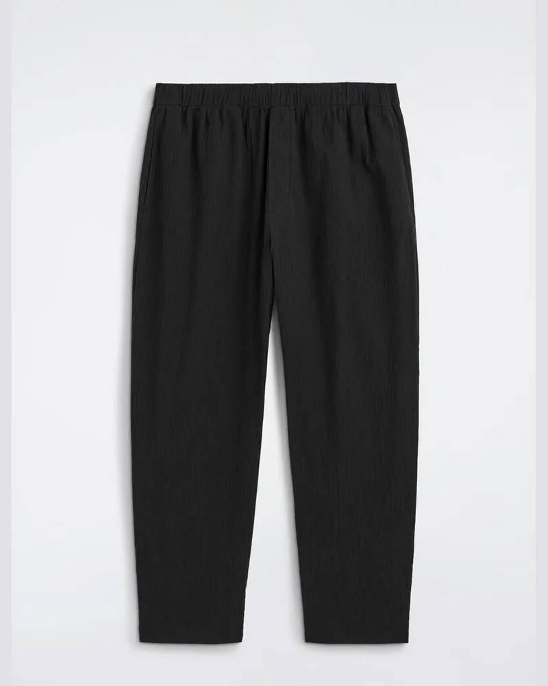 COS Schmal Zulaufende Baumwollhose In Knitteroptik Schwarz