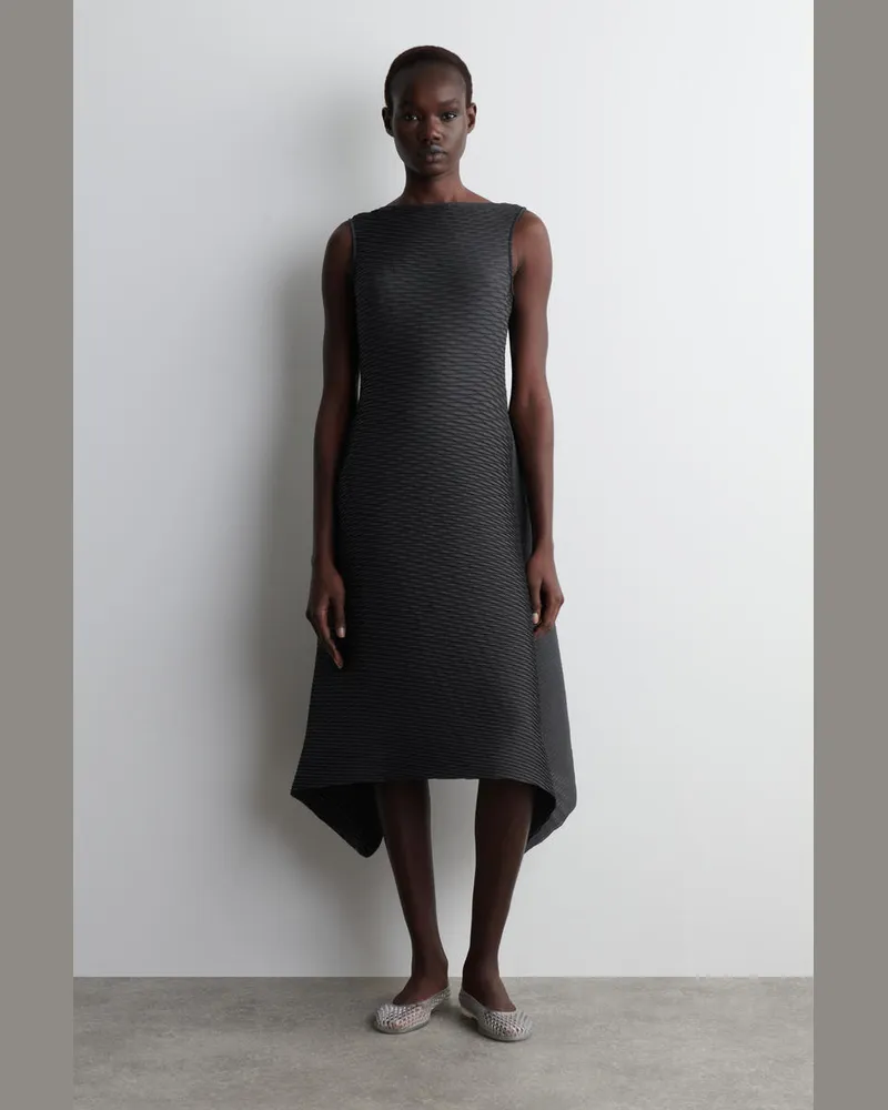 COS Voluminöses Midikleid Mit Falten Grau