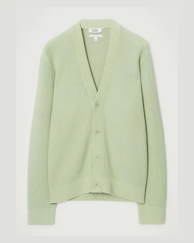 COS Baumwoll-Strickjacke Mit Acid-Waschung Grün