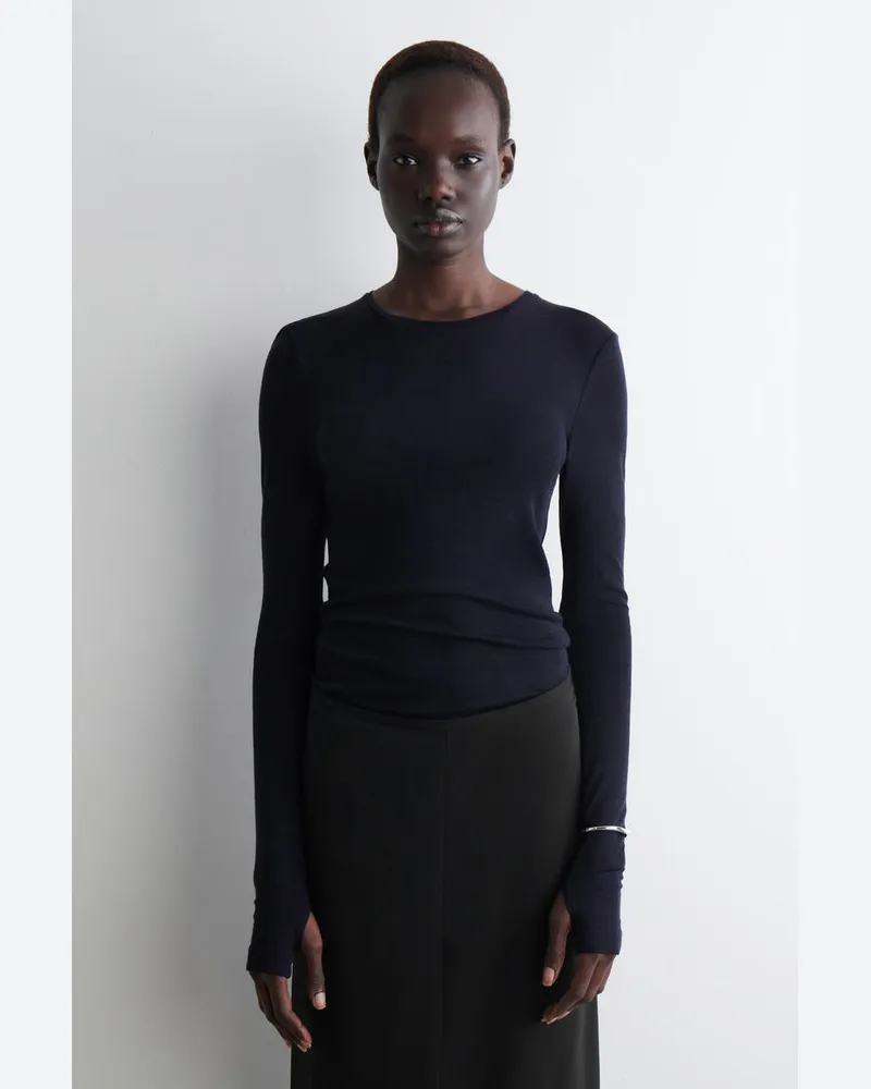 COS Schmal Geschnittenes Oberteil Aus Merinowolle Blau