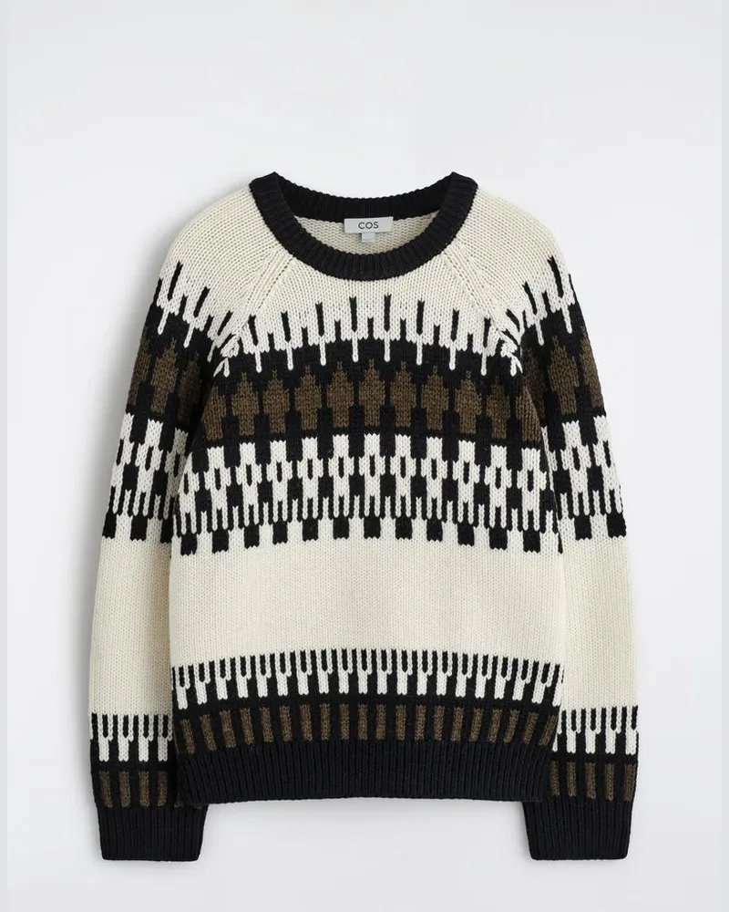 COS Pullover Aus Woll-Kaschmir-Mix Mit Fair-Isle-Motiv Weiß
