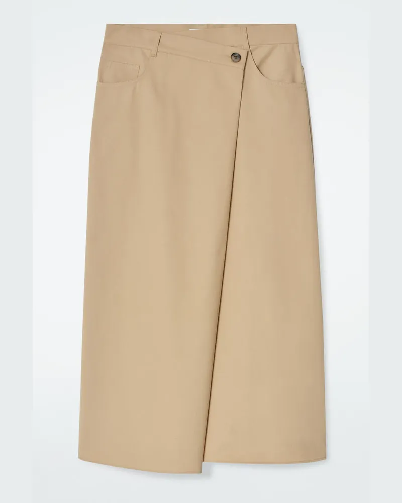 COS Asymmetrischer Midirock Aus Baumwolle Beige