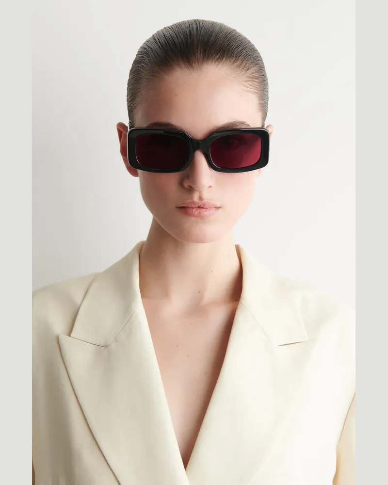 COS Rechteckige Sonnenbrille Schwarz