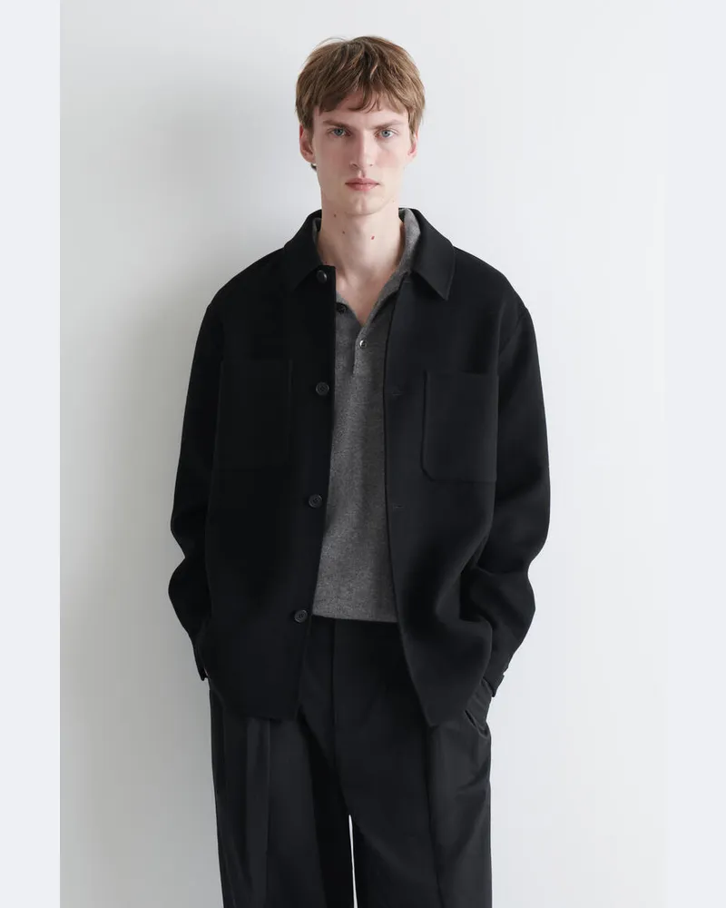 COS Doubleface-Hemdjacke Aus Wolle Schwarz