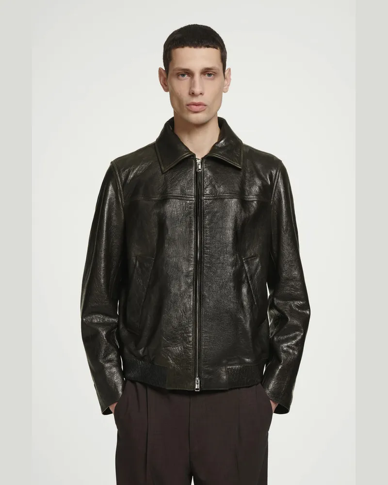 COS Fliegerjacke Aus Leder Grün