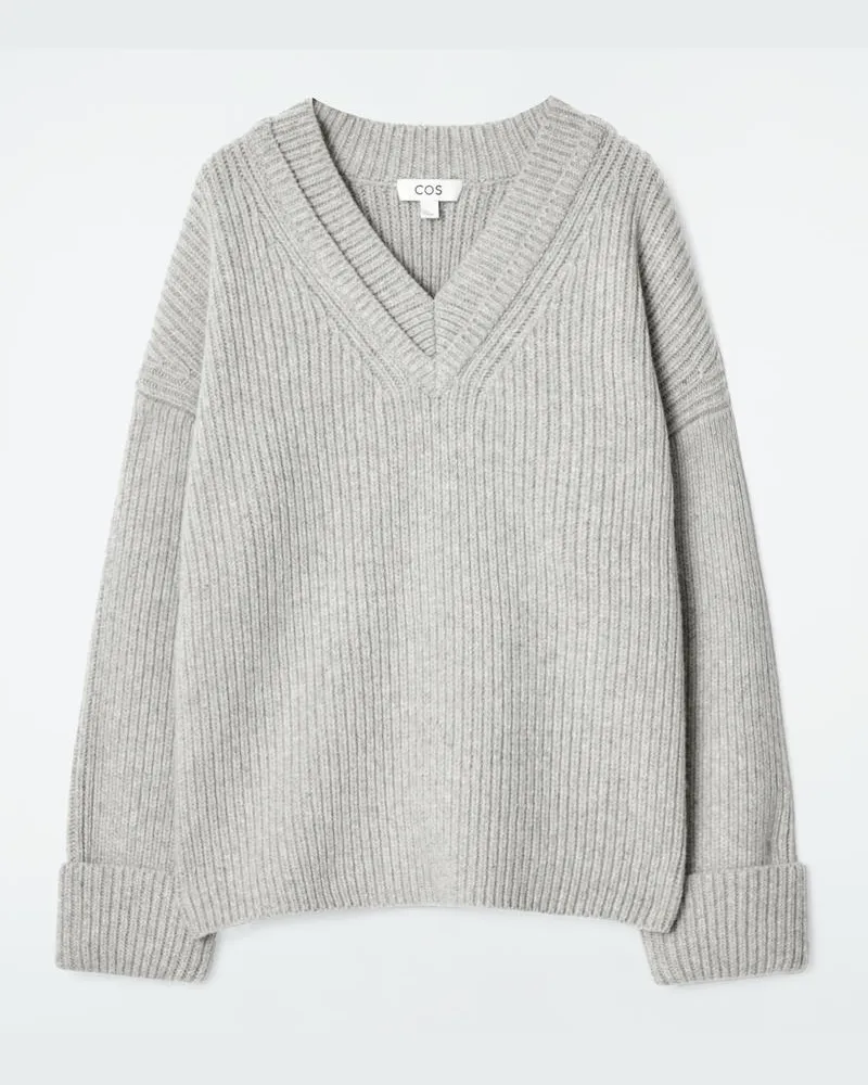 COS Pullover Aus Merinowolle Mit V-Ausschnitt Grau