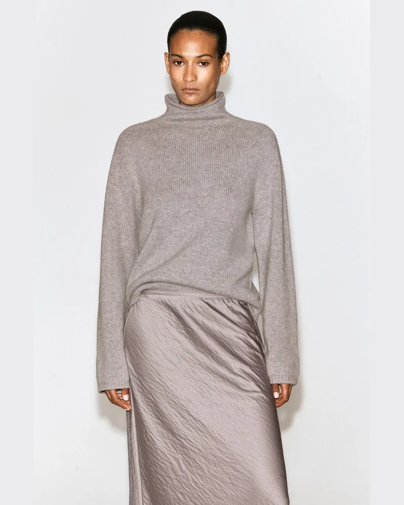 COS Midirock Aus Satin In Knitteroptik Grau