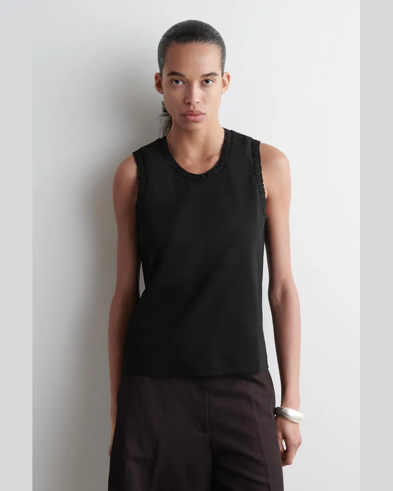 COS Tanktop Aus Baumwolle Mit Raffungen Schwarz