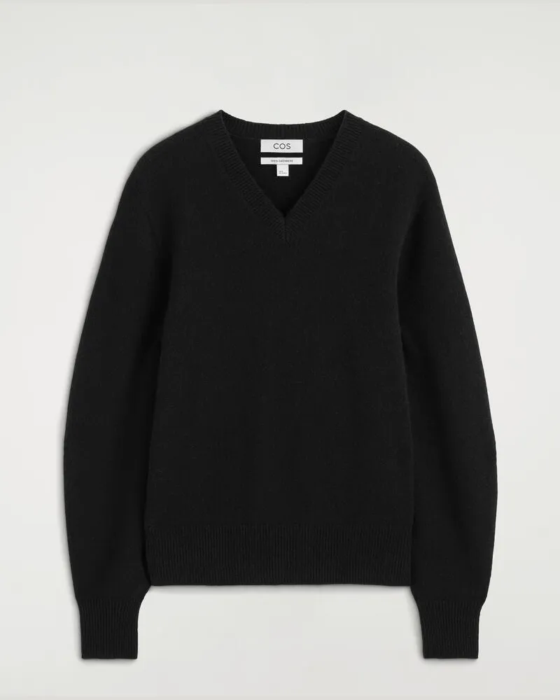 COS Kaschmirpullover Mit V-Ausschnitt Schwarz