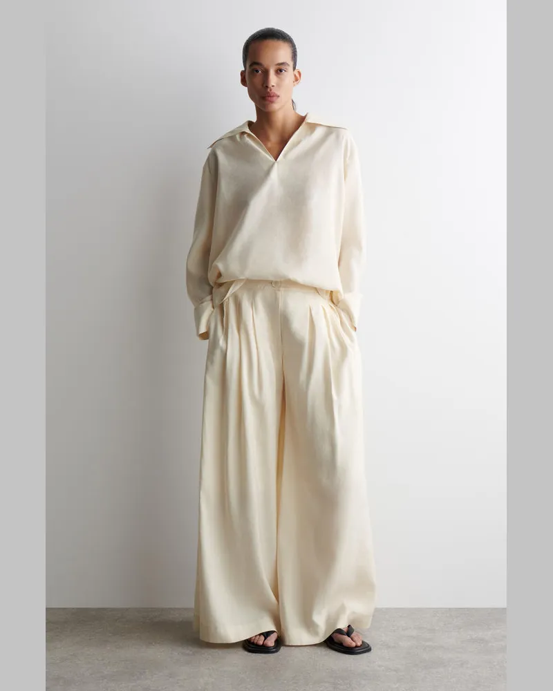 COS Hose Aus Modal Mit Weitem Bein Und Falten Beige