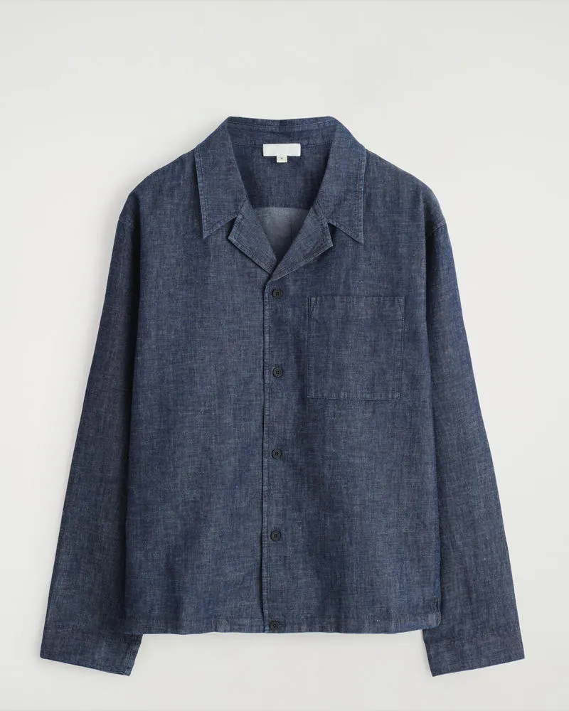 COS Hemdjacke Aus Denim Mit Resortkragen Blau