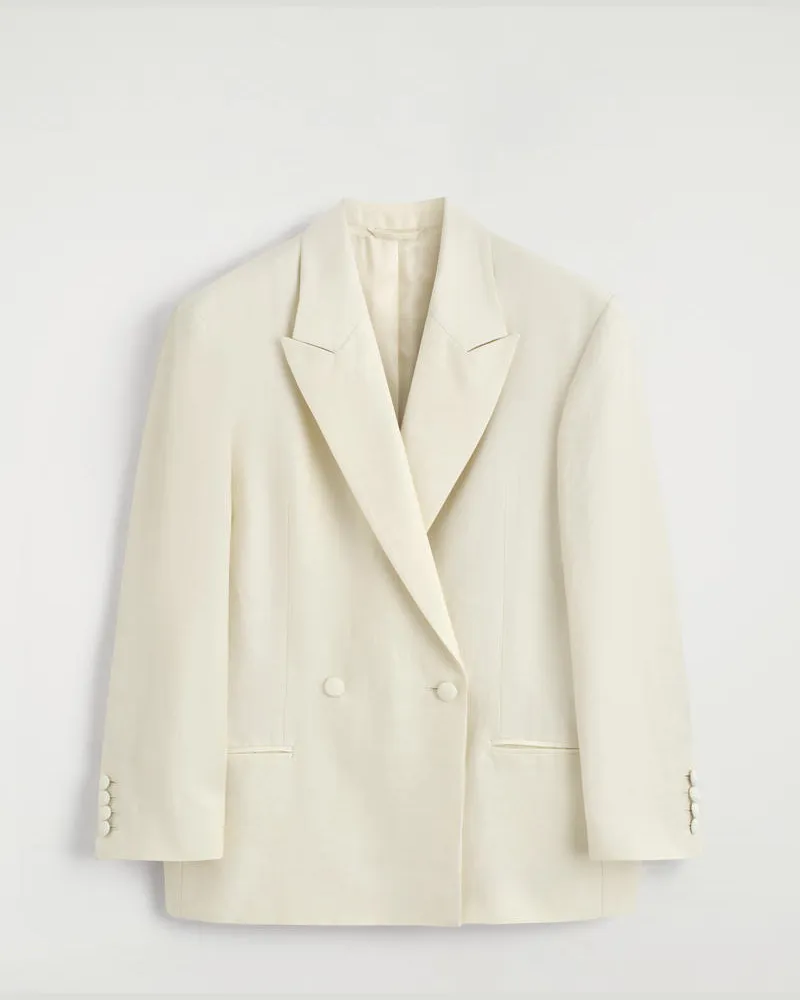 COS Smoking-Blazer Aus Leinen-Mix Weiß