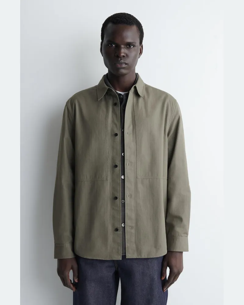 COS Baumwollhemd Mit Taschendetails Grün