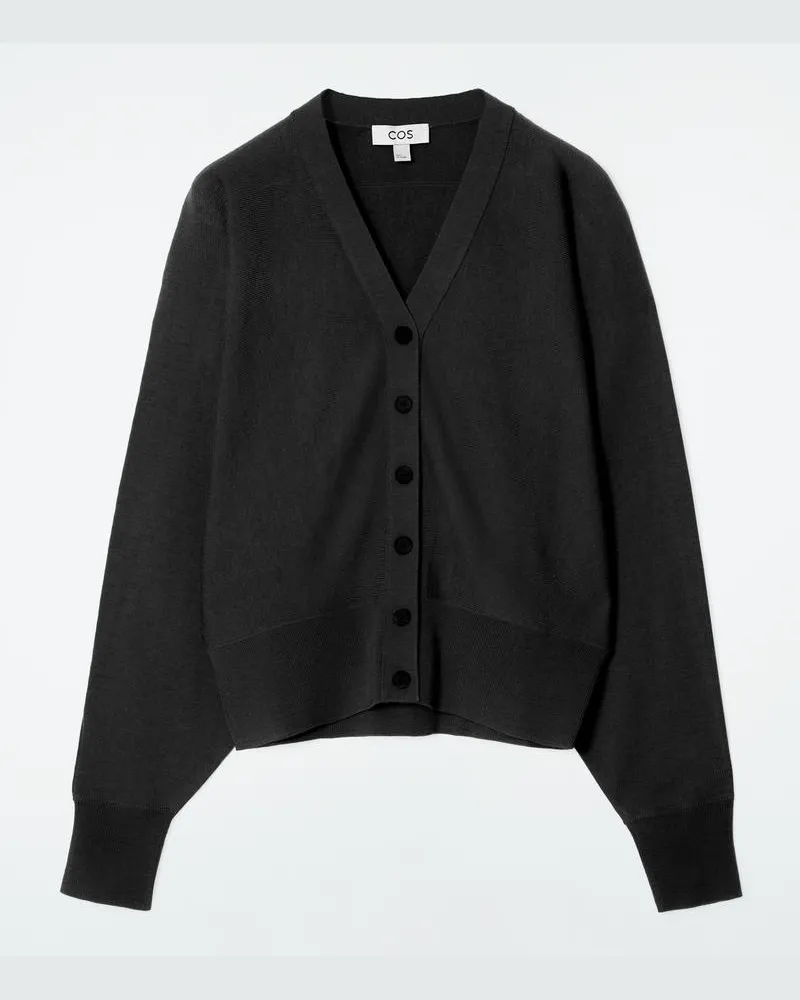 COS Strickjacke Aus Merinowolle Mit Fledermausärmeln Schwarz