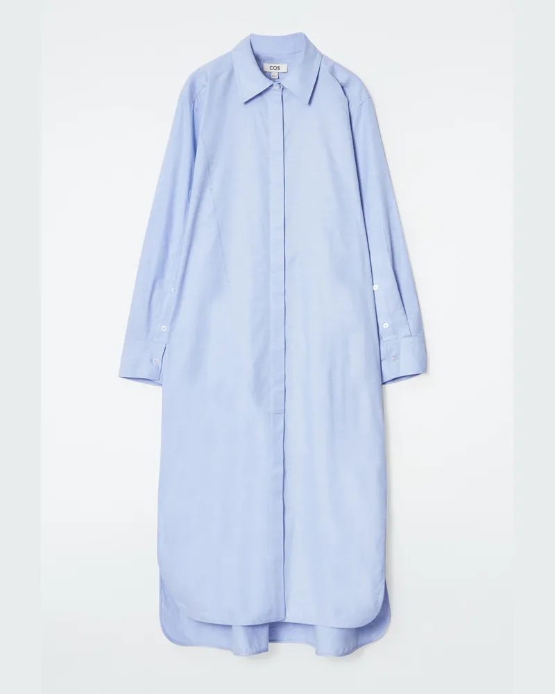 COS Asymmetrisches Dekonstruiertes Hemdkleid Blau