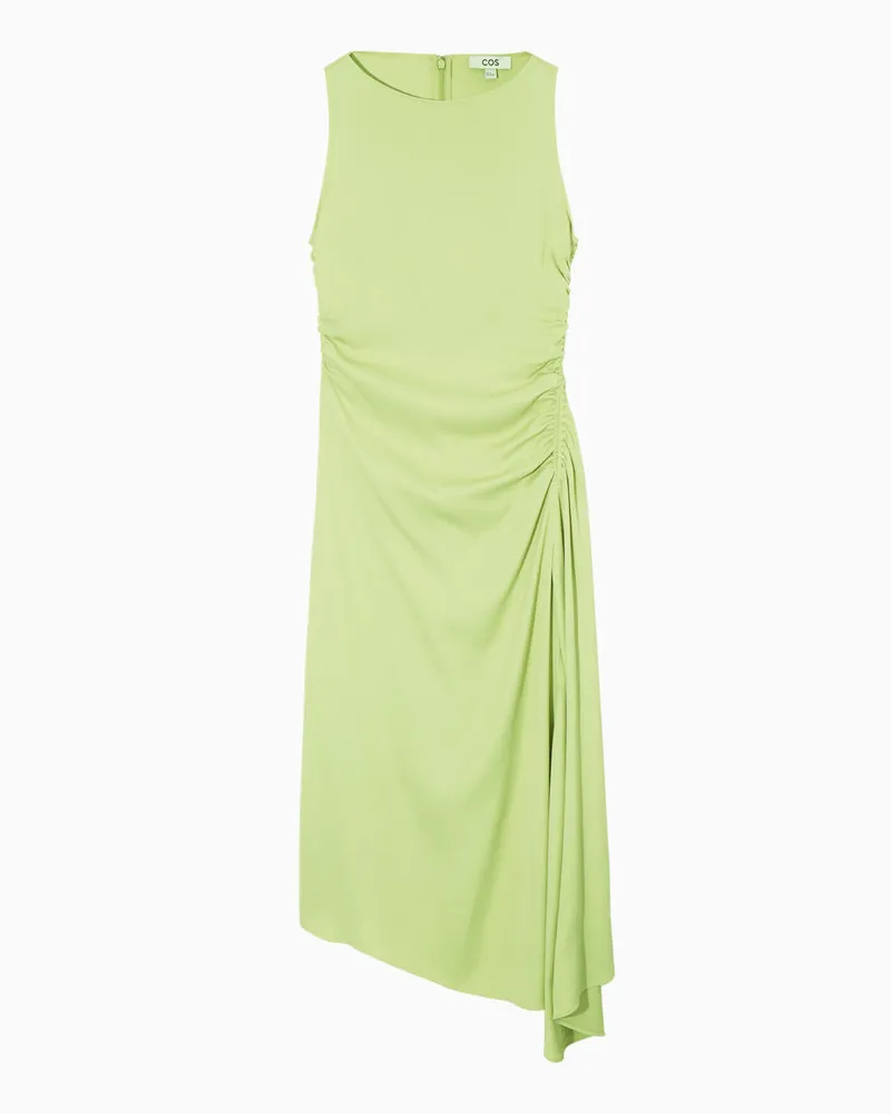 COS Asymmetrisches Midikleid Aus Satin Mit Raffungen Grün