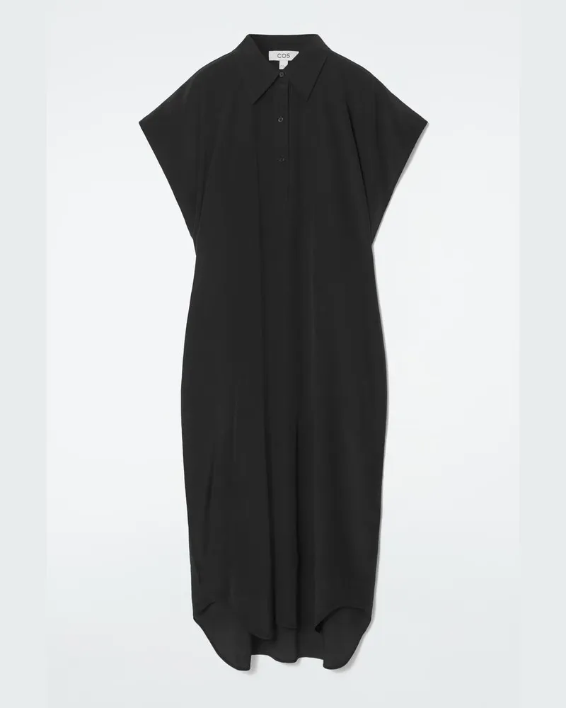 COS Oversized-Midi-Hemdblusenkleid Aus Seide Schwarz