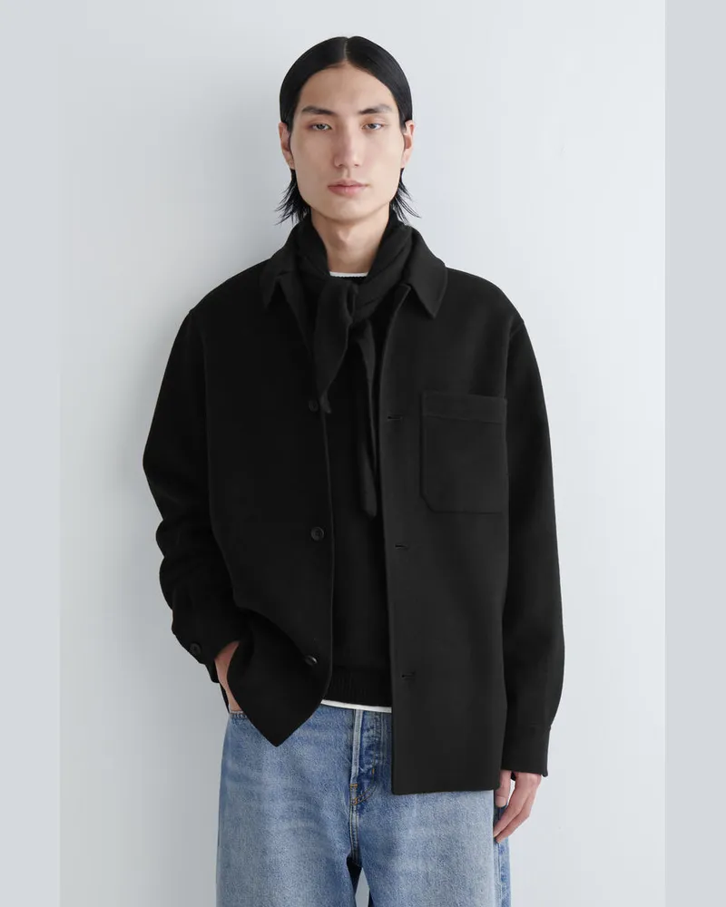 COS Doubleface-Hemdjacke Aus Wolle Schwarz