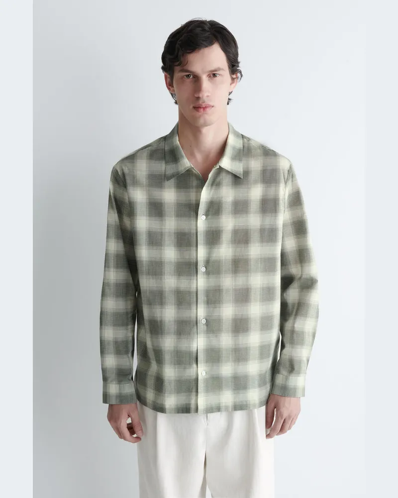 COS Kariertes Baumwollhemd Grün