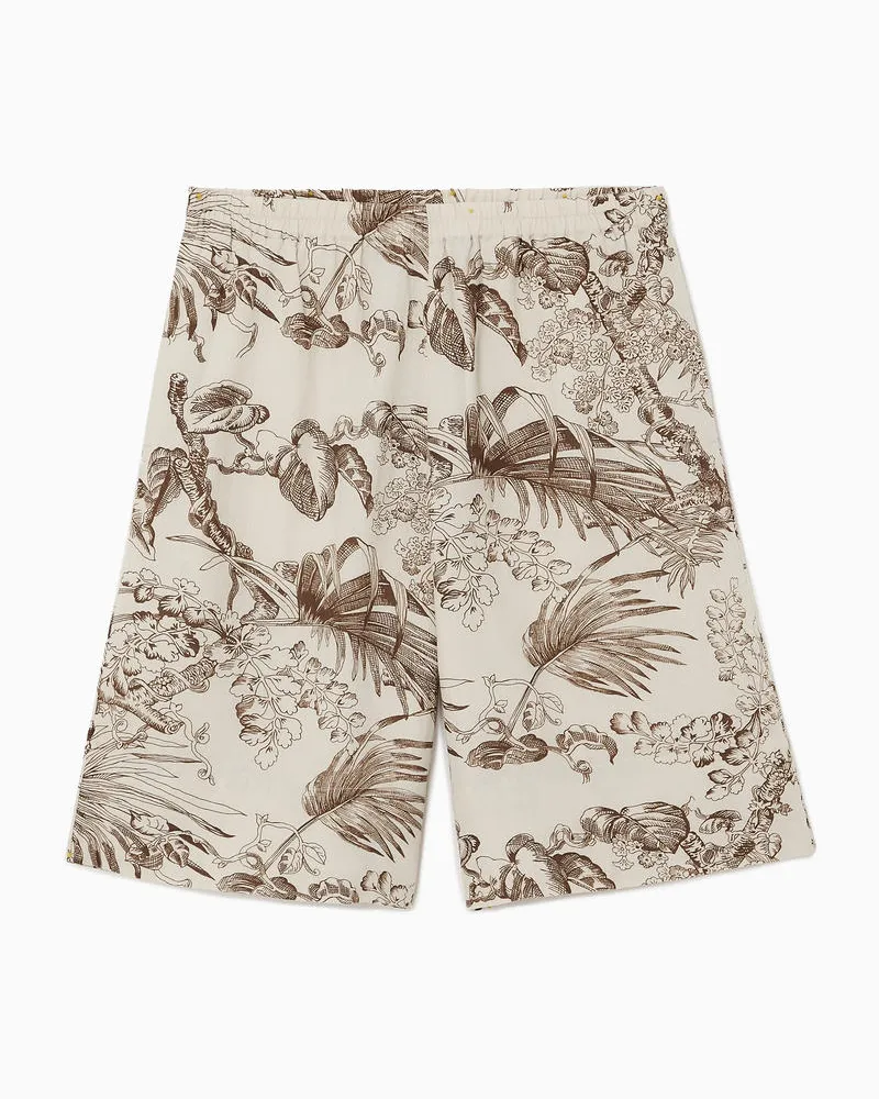 COS Leinen-Shorts Mit Botanischem Print Weiß